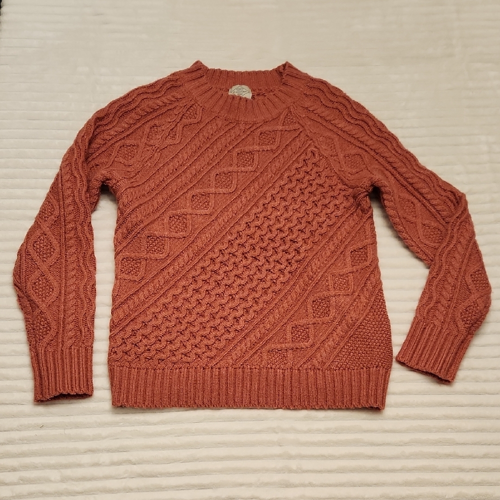 Cottagecore Fisherman Knit Crew Neck Blush Pink St. Johns Bay Sweater Sz S